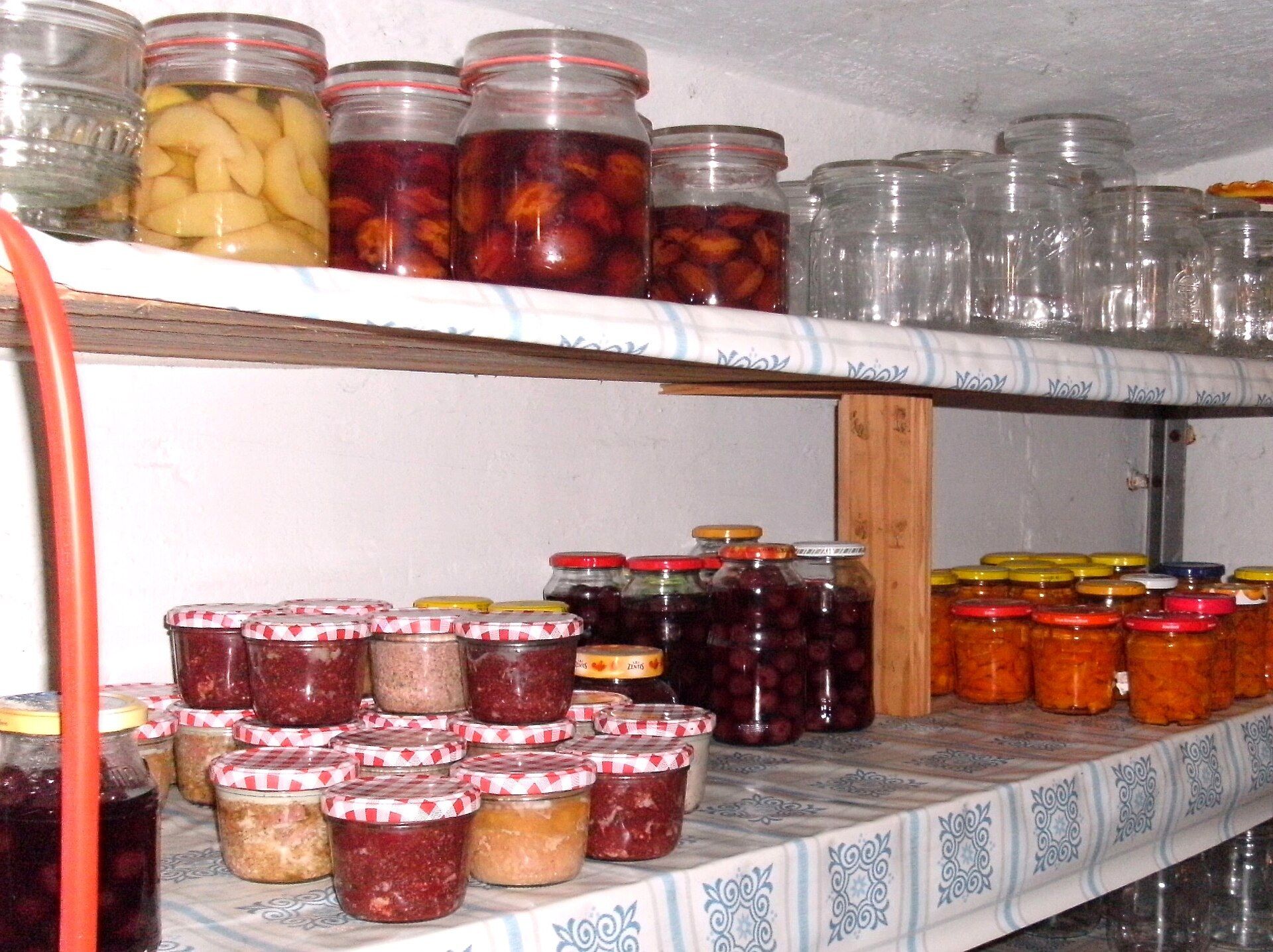 Shelves of a pantry stocked with jars and preserves. A Wikimedia Commons photograph on Brent O'Mara Insights.