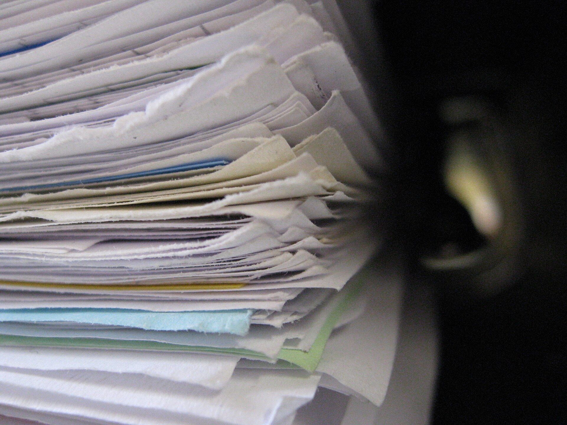A stack of paper files in folders. A Wikimedia Commons photograph on Brent O'Mara Insights.