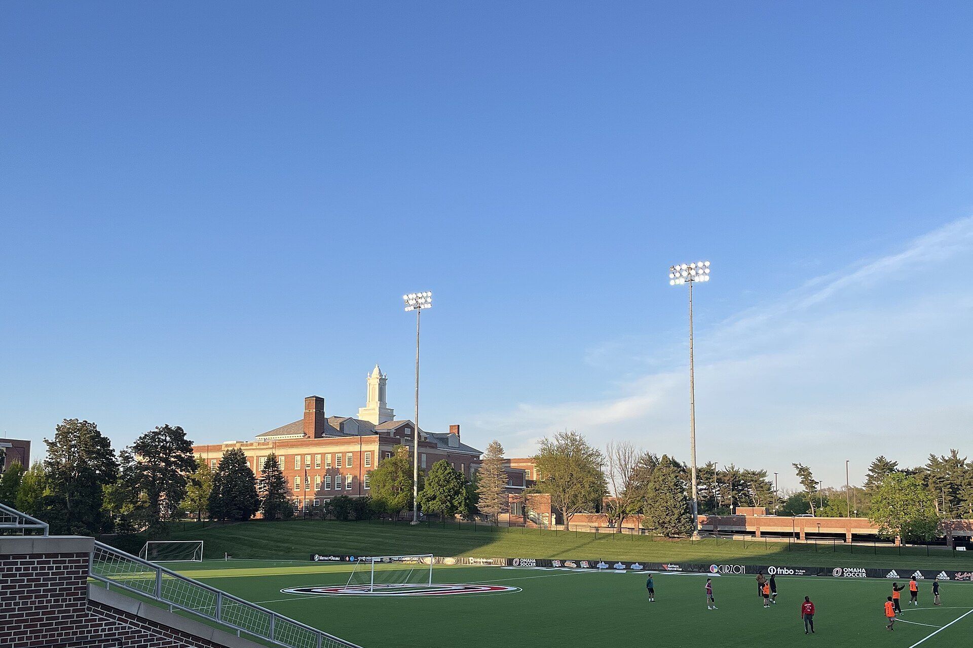 The soccer field and stands at Caniglia Field on the University of Nebraska at Omaha campu. A Wikimedia Commons photograph on Brent O'Mara Insights.
