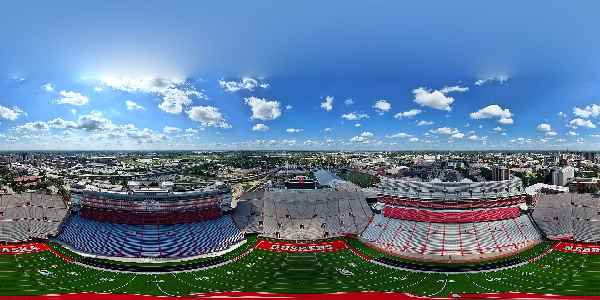 Memorial Stadium in Lincoln seen from above. A Wikimedia Commons photograph on Brent O'Mara Insights.