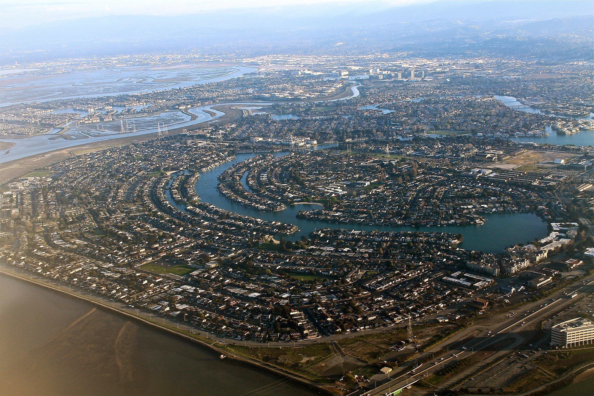 Silicon Valley office parks and highways seen from the air. A Wikimedia Commons photograph on Brent O'Mara Insights.